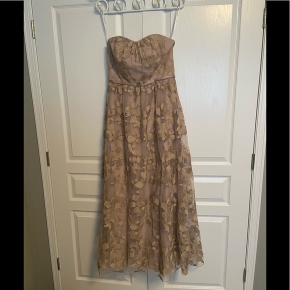 Unaltered Mocha Formal Prom Bridesmaid Dress - Picture 3 of 9